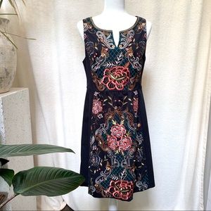 Stunning, Anthropologie, embroidered black dress